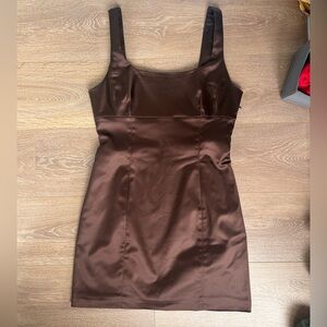 Wilfred Chocolate Satin Mini Dress